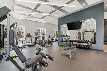 Fitness Center with Dumbbell Equipment